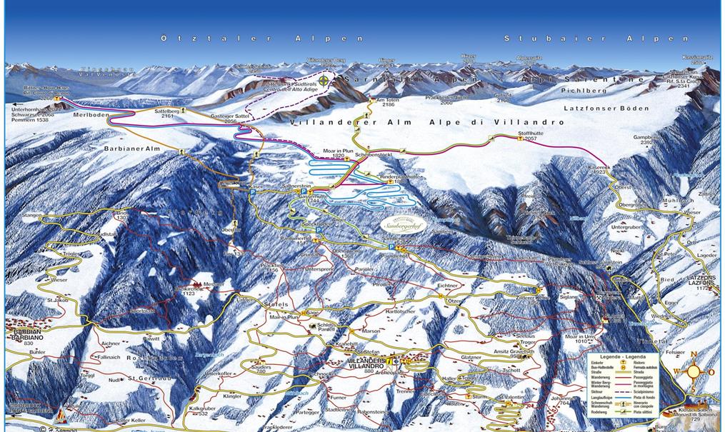 Mappa dell'Alpe di Villandro in inverno