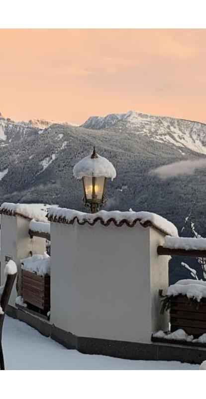 View of the Dolomites in Winter from our Terrace