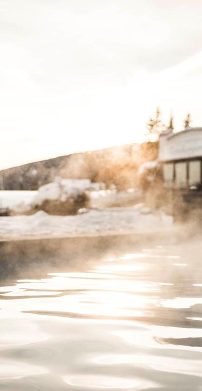 The heated outdoor pool